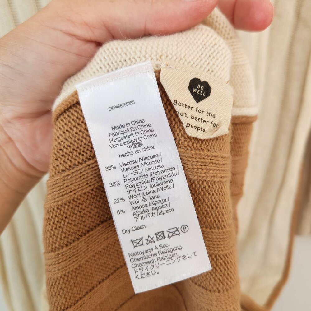 Madewell Wool Alpaca Resourced Ribbed Midi Sweater Dress White Tan S - Picture 8 of 9